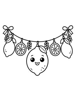 Free printable Cheerful Citrus Garland With Lemon Face coloring page
