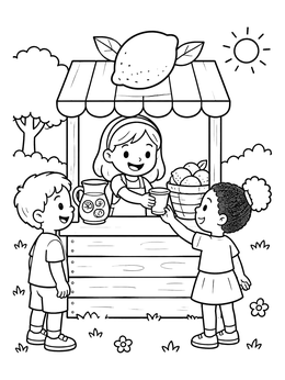 Free printable Children At The Lemonade Stand coloring page