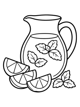 Free printable Pitcher Of Lemonade With Slices And Mint coloring page