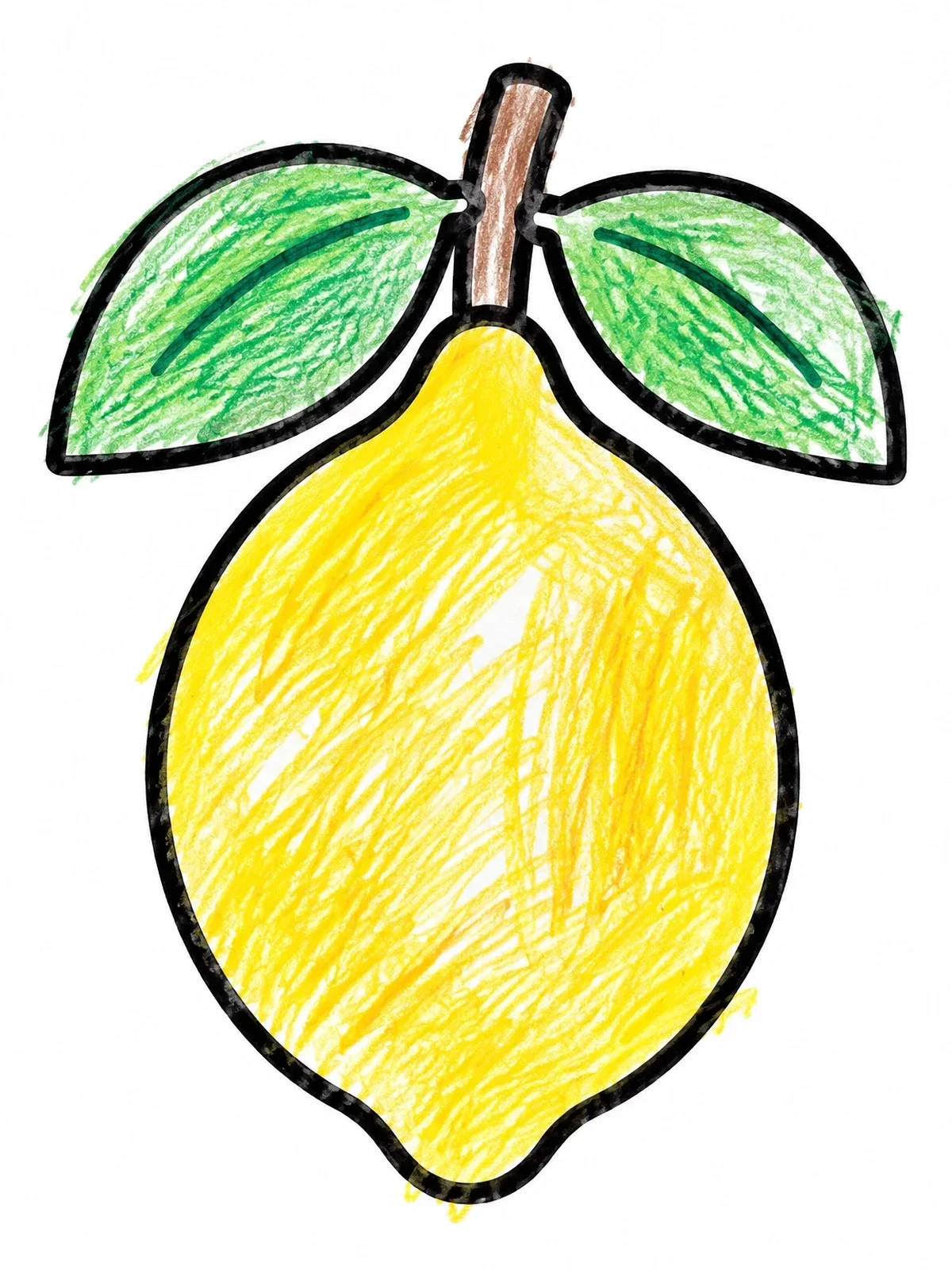 Colored example of the Simple Whole Lemon With Leaves coloring page