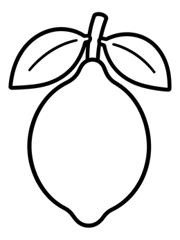Free printable Simple Whole Lemon With Leaves coloring page