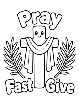 Free printable Lenten Cross With Palm Branches coloring page