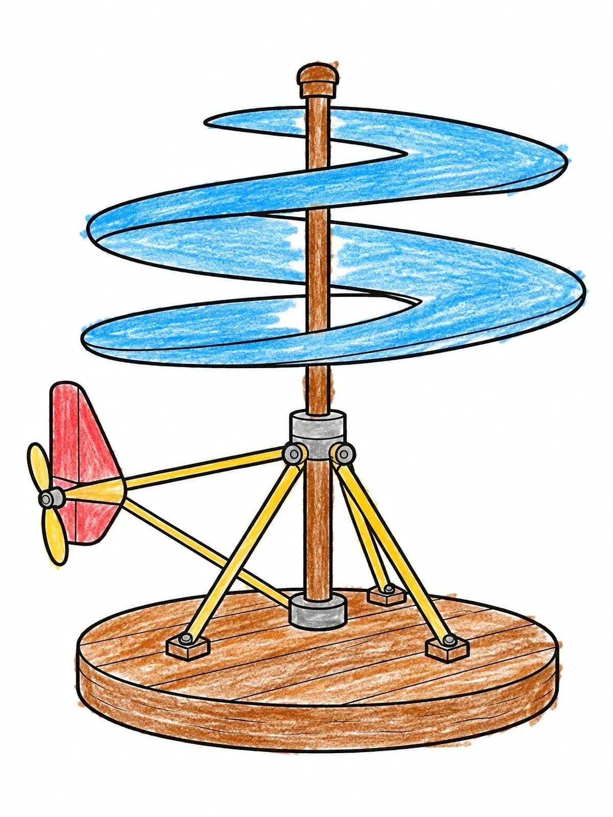 Colored example of the Leonardo Da Vinci Aerial Screw Model coloring page