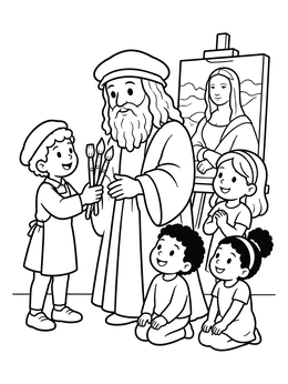 Free printable Leonardo Da Vinci And Young Apprentices coloring page