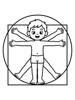 Free printable Cartoon Vitruvian Boy Study coloring page