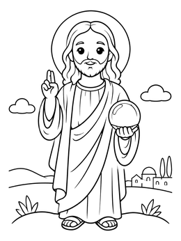 Free printable Cute Salvator Mundi Painting coloring page