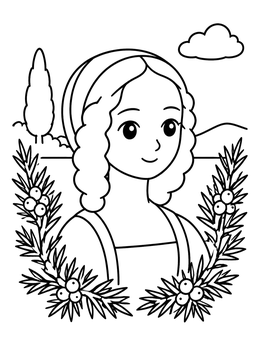 Free printable Ginevra De Benci Portrait With Juniper coloring page