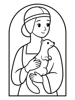 Free printable Lady With An Ermine Portrait coloring page