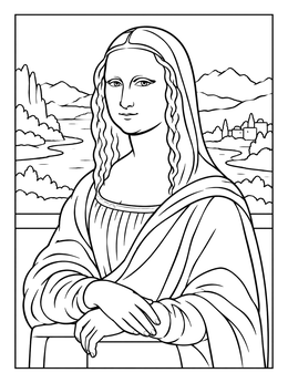 Free printable Mona Lisa Renaissance Portrait coloring page