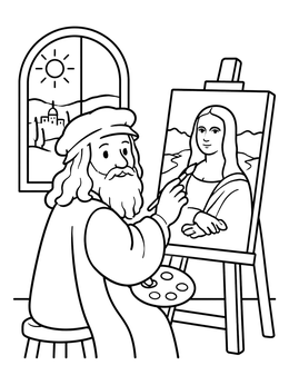 Free printable Leonardo Da Vinci Painting Mona Lisa coloring page