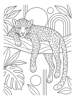 Free printable Leopard Resting On A Branch coloring page