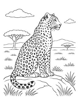 Free printable Leopard Sitting On A Rock coloring page