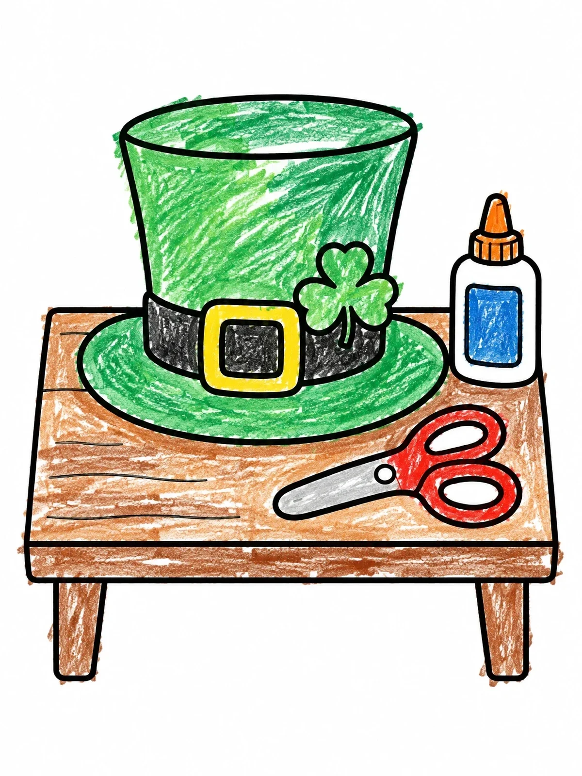 Colored example of the Leprechaun Hat Craft Table coloring page