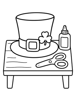 Free printable Leprechaun Hat Craft Table coloring page