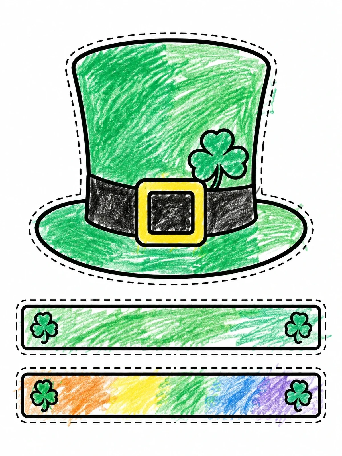 Colored example of the Leprechaun Hat Craft Template coloring page