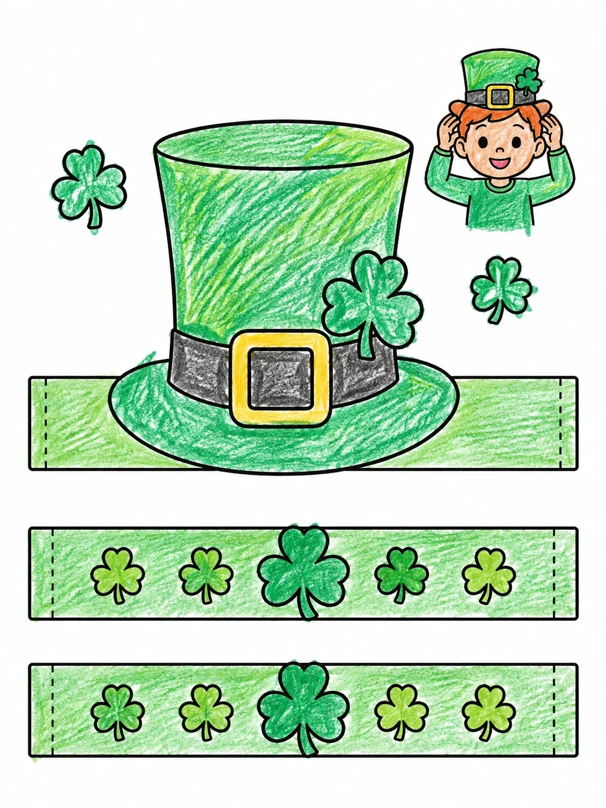 Colored example of the Leprechaun Hat Paper Headband Craft coloring page