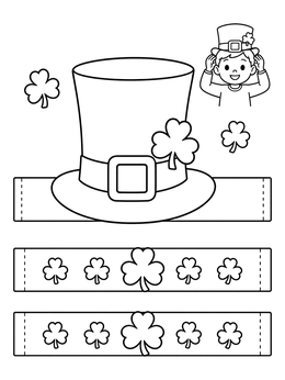 Free printable Leprechaun Hat Paper Headband Craft coloring page