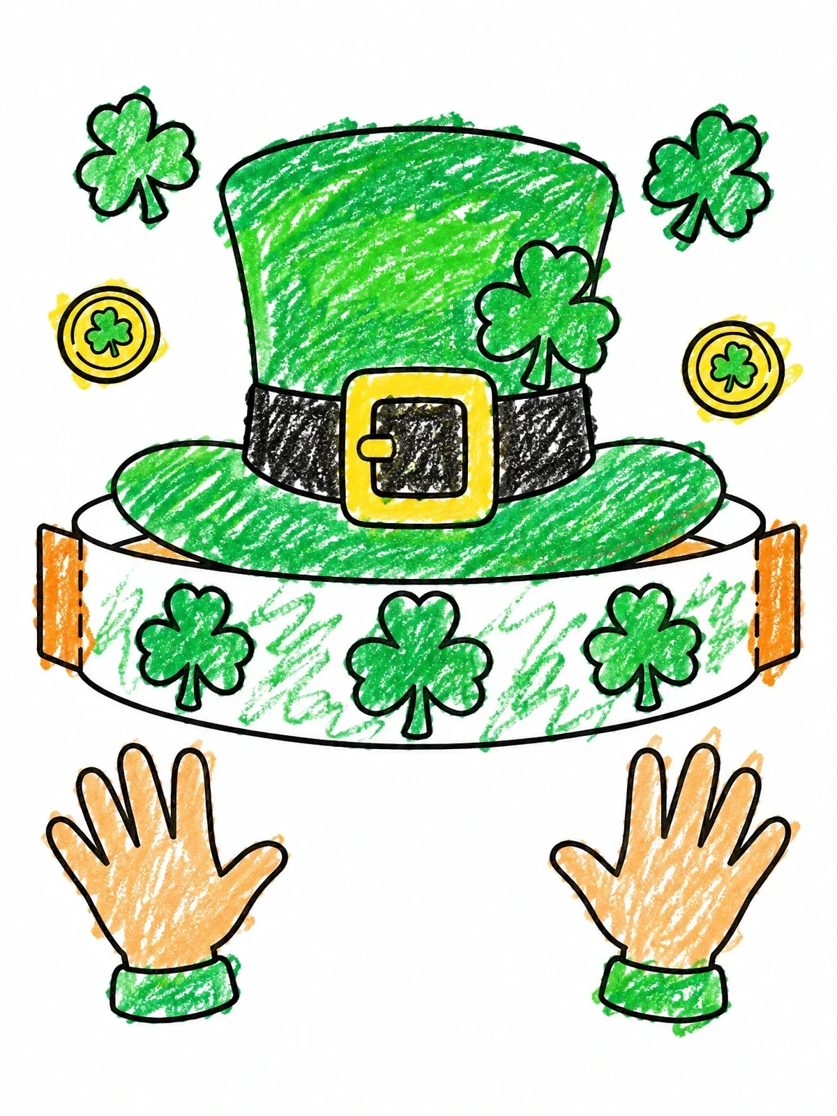 Colored example of the Leprechaun Hat Headband Craft coloring page