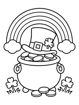 Free printable Leprechaun Hat On Pot Of Gold coloring page