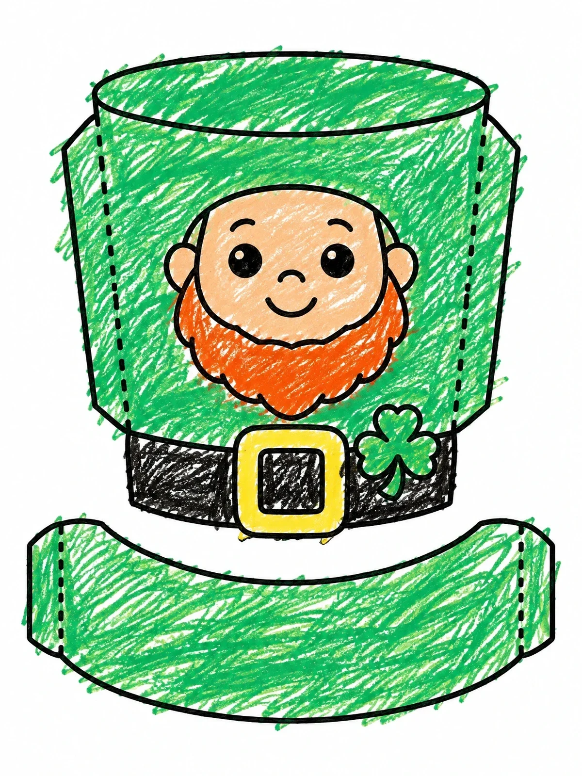 Colored example of the Leprechaun Hat Paper Craft Template coloring page
