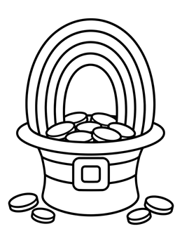 Free printable Leprechaun Hat With Rainbow And Gold coloring page