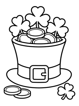 Free printable Leprechaun Hat With Shamrocks And Coins coloring page