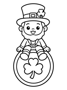 Free printable Leprechaun Sitting On A Lucky Coin coloring page