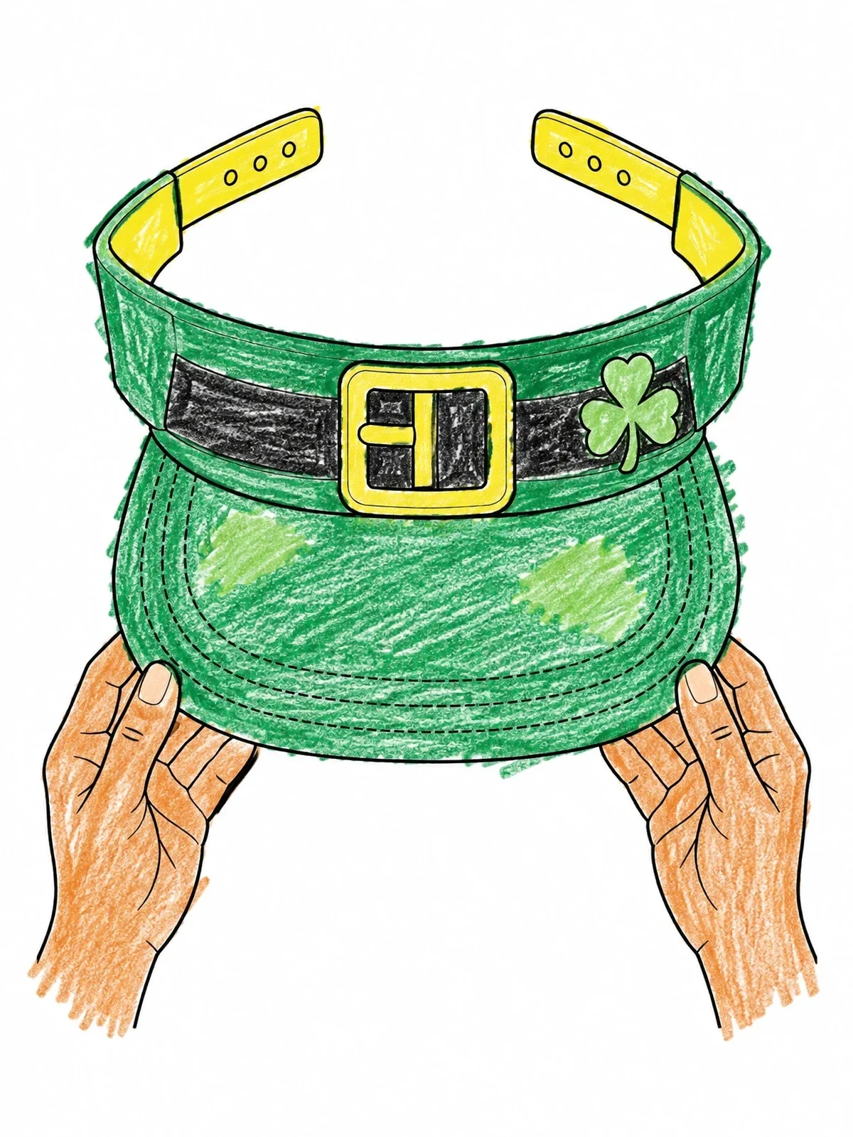 Colored example of the Leprechaun Visor With Buckle And Clover coloring page