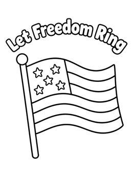 Free printable Let Freedom Ring American Flag coloring page