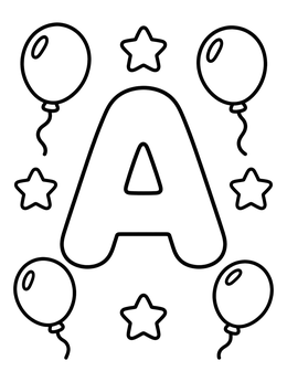 Free printable Letter A With Balloons And Stars coloring page