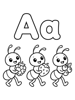 Free printable Letter A With Marching Ants coloring page