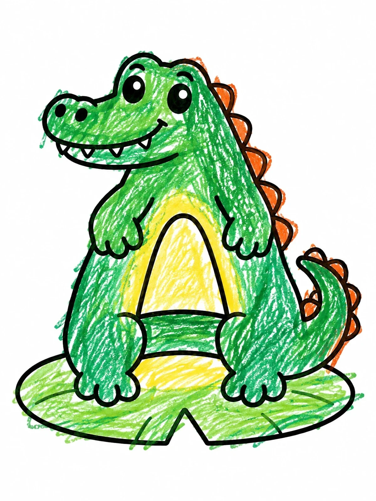 Colored example of the Letter A Shaped Alligator coloring page