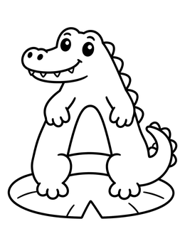 Free printable Letter A Shaped Alligator coloring page