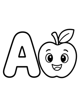 Free printable Letter A And Smiling Apple coloring page