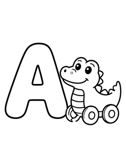 Free printable Letter A With Toy Alligator coloring page