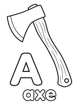 Free printable Letter A And Wood Axe coloring page