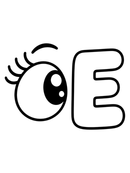 Free printable Letter E With Cute Cartoon Eye coloring page