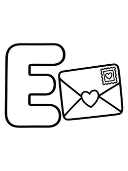 Free printable Capital Letter E And Envelope coloring page