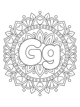 Free printable Letter G Mandala Pattern coloring page