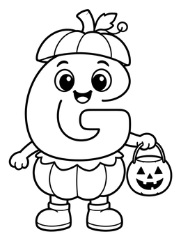 Free printable Letter G In Pumpkin Costume coloring page