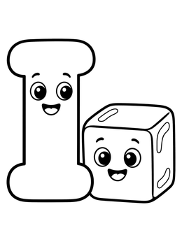 Free printable Letter I And Cute Ice Cube coloring page