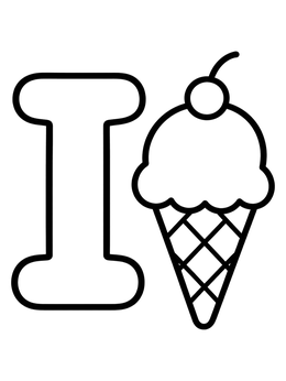 Free printable Letter I And Ice Cream Cone coloring page