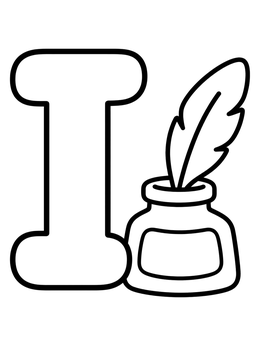 Free printable Capital Letter I With Ink Bottle coloring page