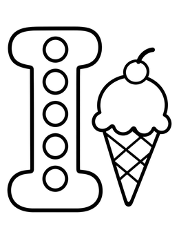 Free printable Letter I With Ice Cream Cone coloring page