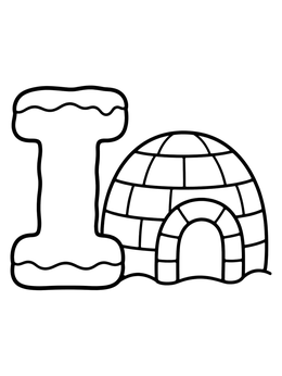 Free printable Capital Letter I With Igloo coloring page