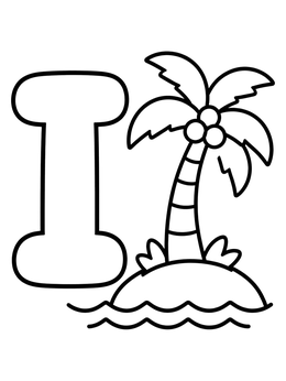 Free printable Letter I And Palm Tree Island coloring page