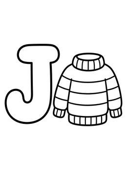 Free printable Letter J With Cozy Jumper coloring page