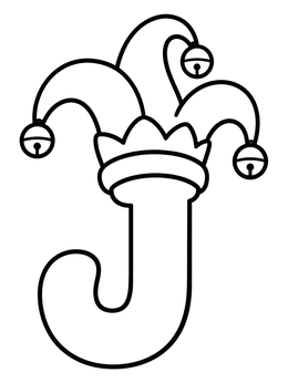 Free printable Letter J Wearing A Jester Hat coloring page