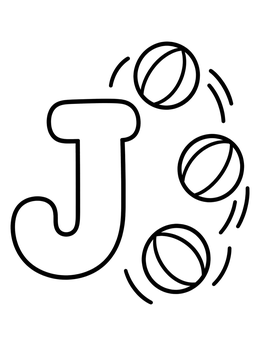 Free printable Letter J With Juggling Balls coloring page