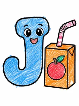 Friendly Letter J With Juice Box Coloring Page